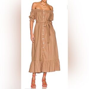 Tularosa Button-Down Off the Shoulders Midi Dress